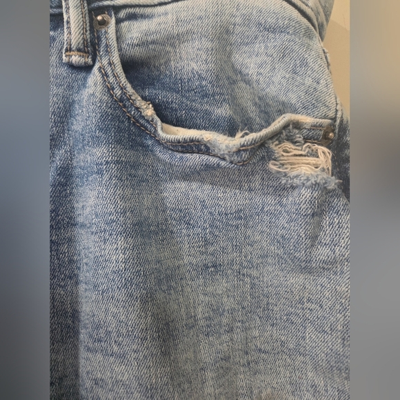 Old Navy Jeans Mens 32x32 Slim Fit Medium Wash Distressed Holes Patch Stretch - Picture 16 of 17